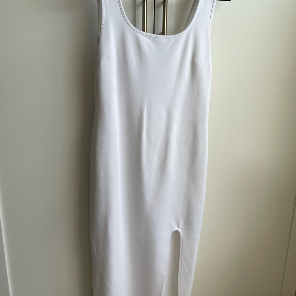 White Sleeveless Dress with Slit